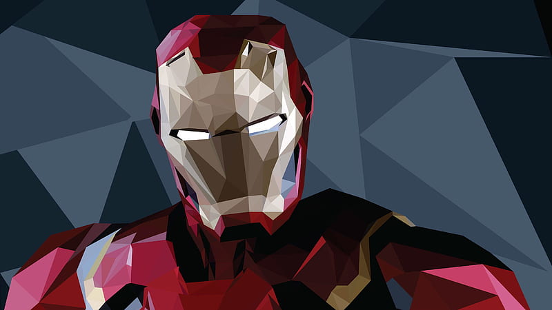 Iron Man Low Poly Arts, iron-man, superheroes, artwork, artist, behance, HD wallpaper
