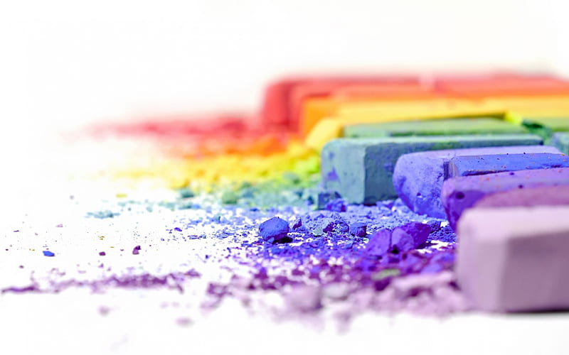 colored chalk, crayons, HD wallpaper