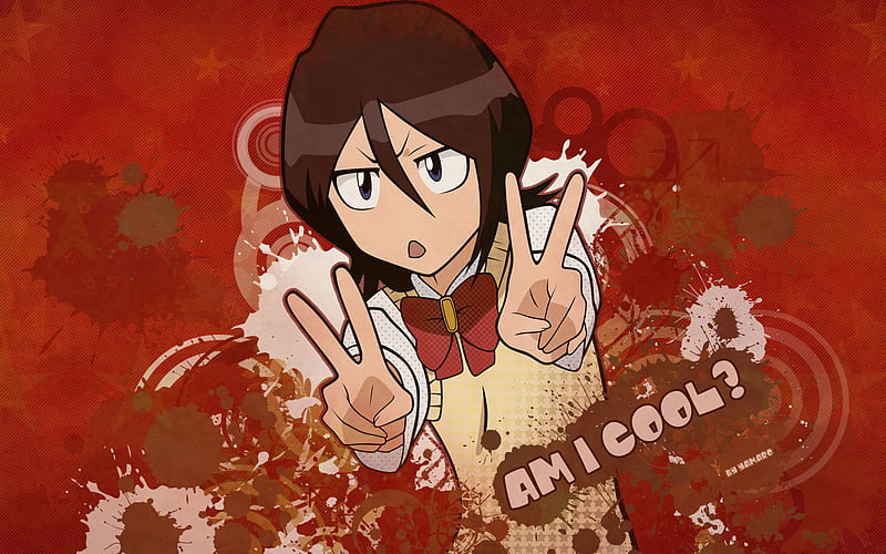 am i cool?, bleach, red, cool, win, anime, abstract, rukia, HD wallpaper
