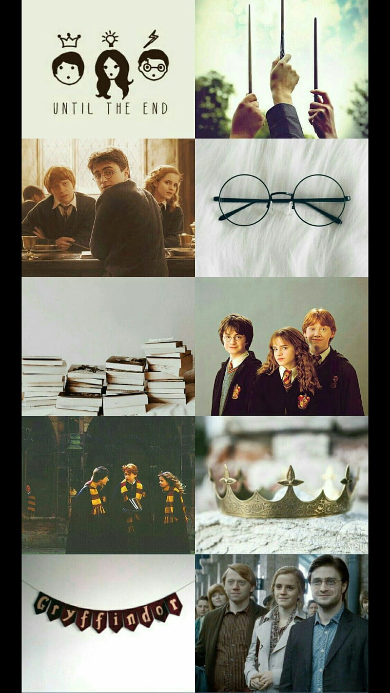 Gryffindor, aesthetic, harry potter, hermione granger, ron weasley, HD phone wallpaper