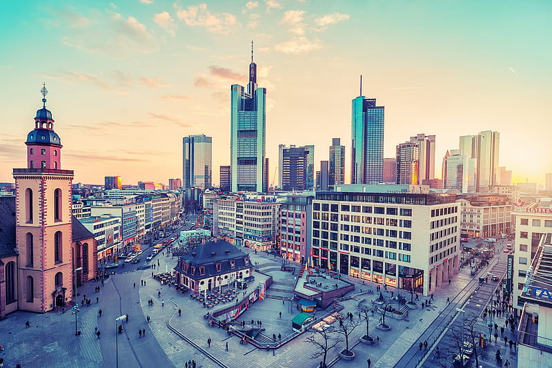 Frankfurt City, architecture, bonito, desenho, dream, landscape, urban, world, HD wallpaper