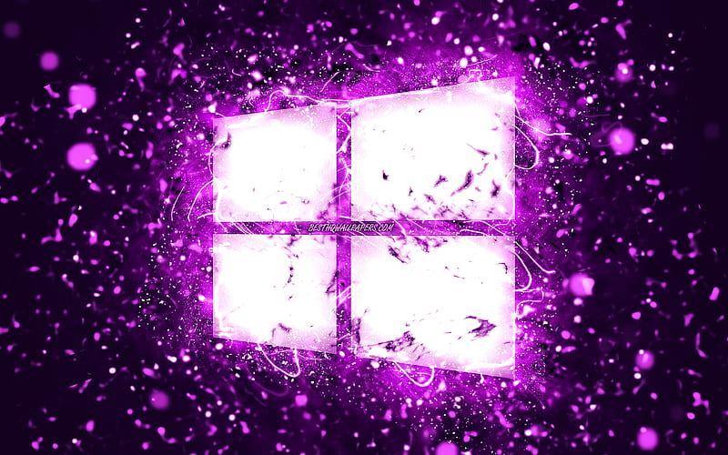 Windows 10 violet logo violet neon lights, creative, violet abstract background, Windows 10 logo, OS, Windows 10, HD wallpaper