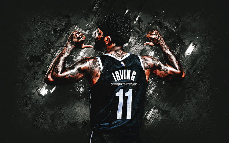 Kyrie Irving, NBA, Brooklyn Nets, American basketball player, black stone background, basketball for with resolution . High Quality, HD wallpaper