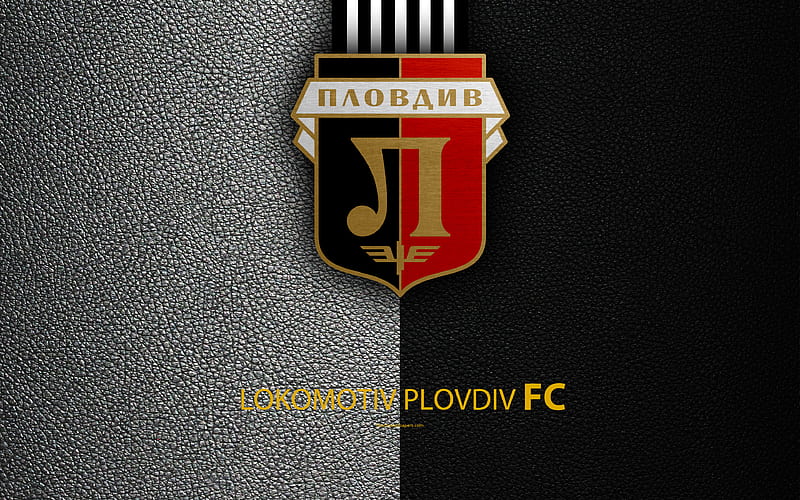 FC Lokomotiv Plovdiv logo, Bulgarian football club, Plovdiv, Bulgaria, football, leather texture, Parva Liga, Bulgaria Football Championship, HD wallpaper