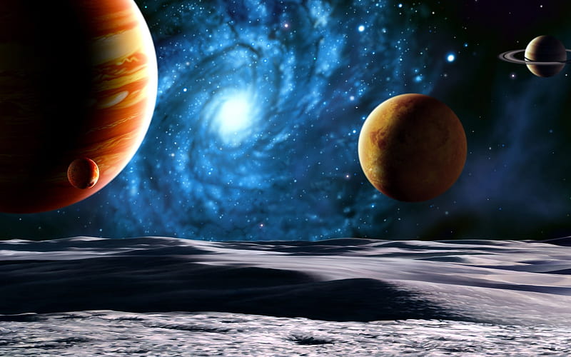 Digital Space Art Planets and the Galaxy, HD wallpaper