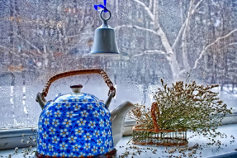 Winter tea, wonderful, sun, bonito, cold, graphy, splendor, lovely, sky, trees, winter, tree, snowflake, snow, snowflakes, ice, nature, HD wallpaper