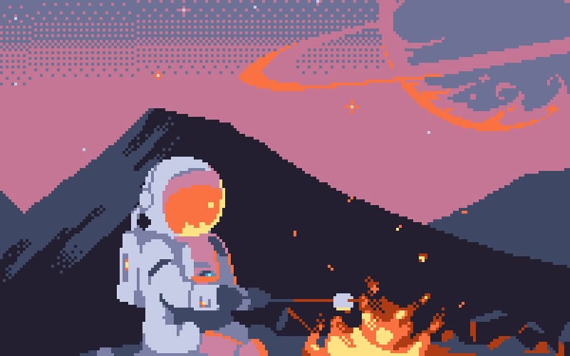 Fire, Artistic, Spacesuit, Astronaut, 8 Bit, Pixel Art, HD wallpaper