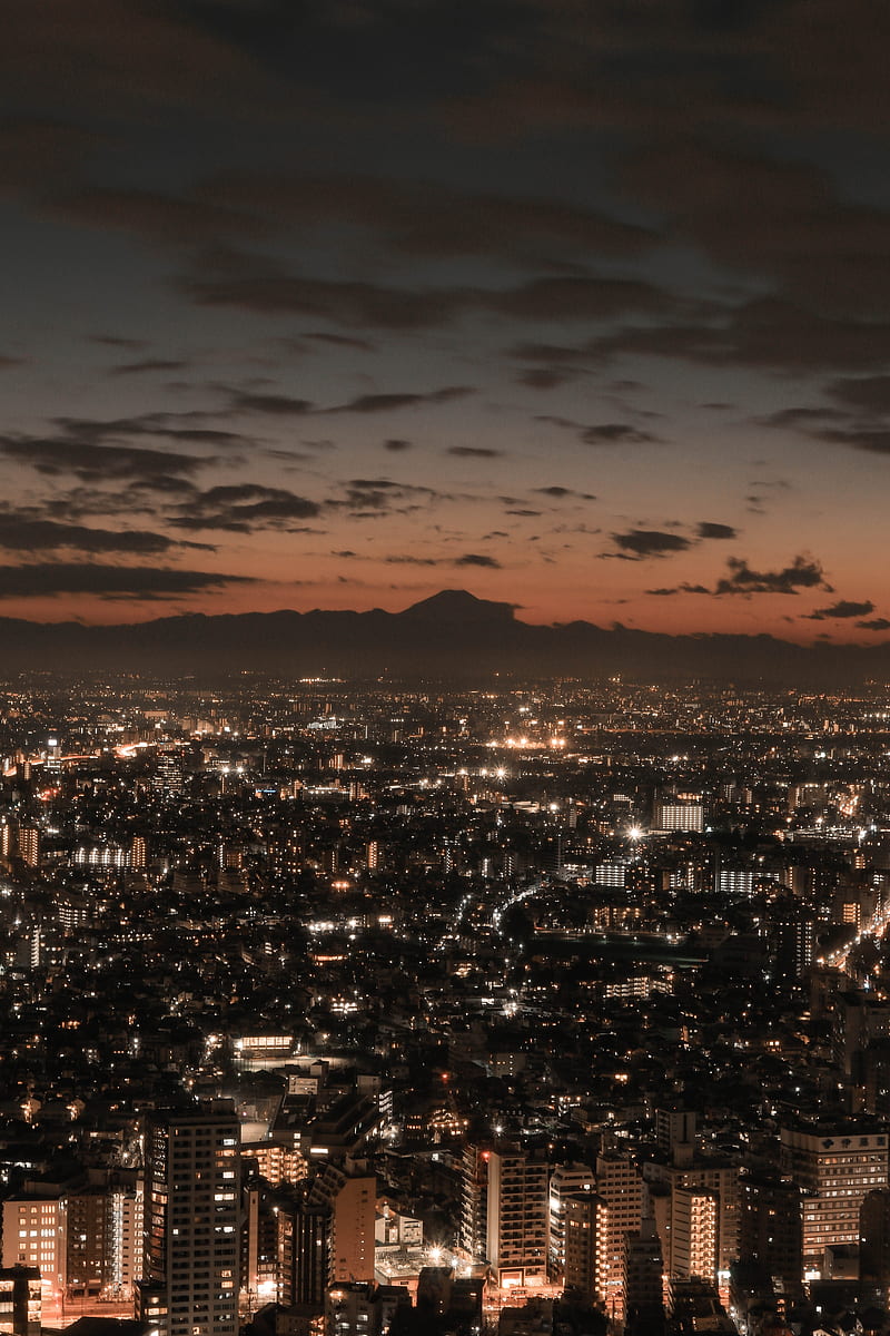 night city, lights, buildings, metropolis, HD phone wallpaper