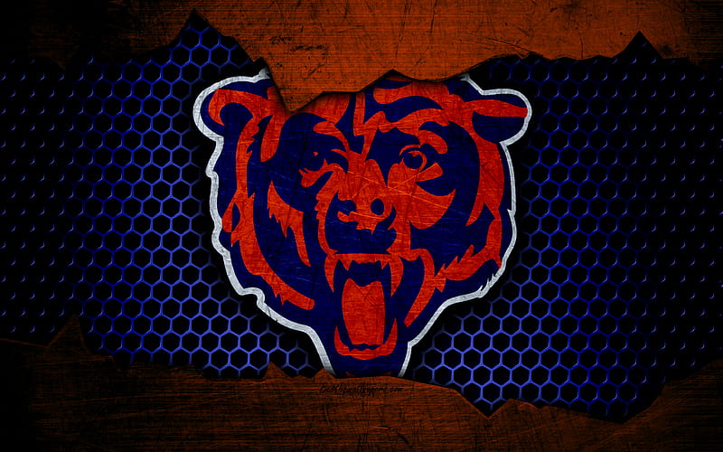 Chicago Bears logo, NFL, american football, NFC, USA, grunge, metal texture, North Division, HD wallpaper