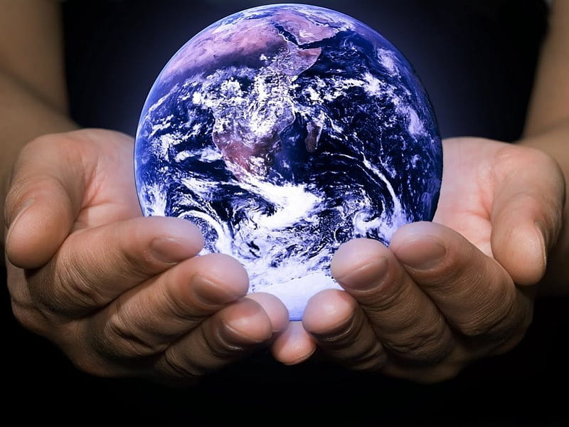 IT'S A SMALL WORLD, hands, globe, world, planets, universe, people, earth, HD wallpaper