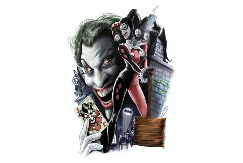 Joker And Harley Quinn, batman, harley quinn, cartoon, joker, HD wallpaper