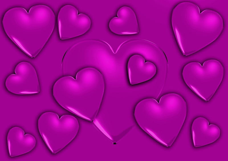 3d, purple, corazones, HD wallpaper | Peakpx