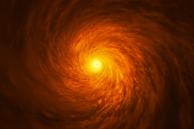 spiral black hole, orange galaxy, Space, HD wallpaper