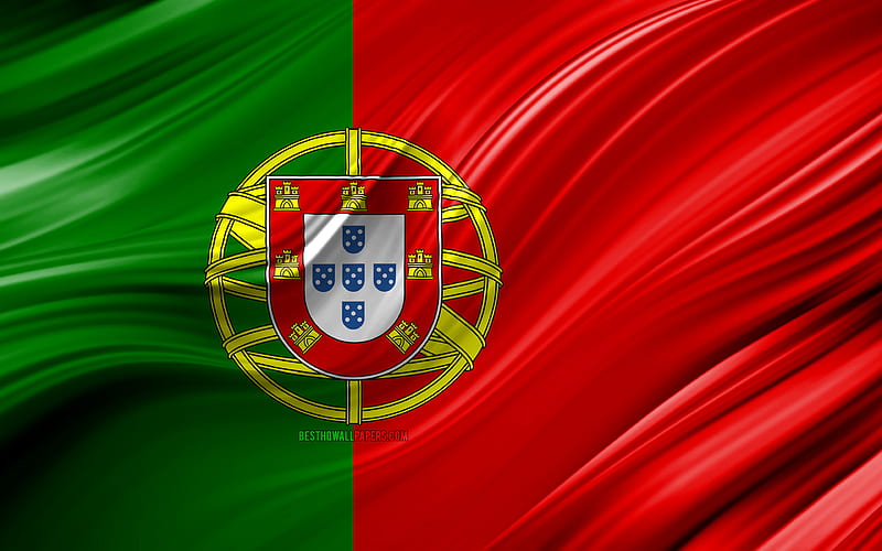 Portuguese flag, European countries, 3D waves, Flag of Portugal, national symbols, Portugal 3D flag, art, Europe, Portugal, HD wallpaper