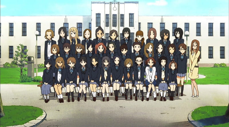 Class , akiyama mio, adorable, student, mugi, group, anime, yui, anime girl, team, school uniform, k-on, hirasawa yui, k on, mio, female, tsumugi, ritsu, pupil, cute, school, kawaii, girl, uniform, kon, HD wallpaper