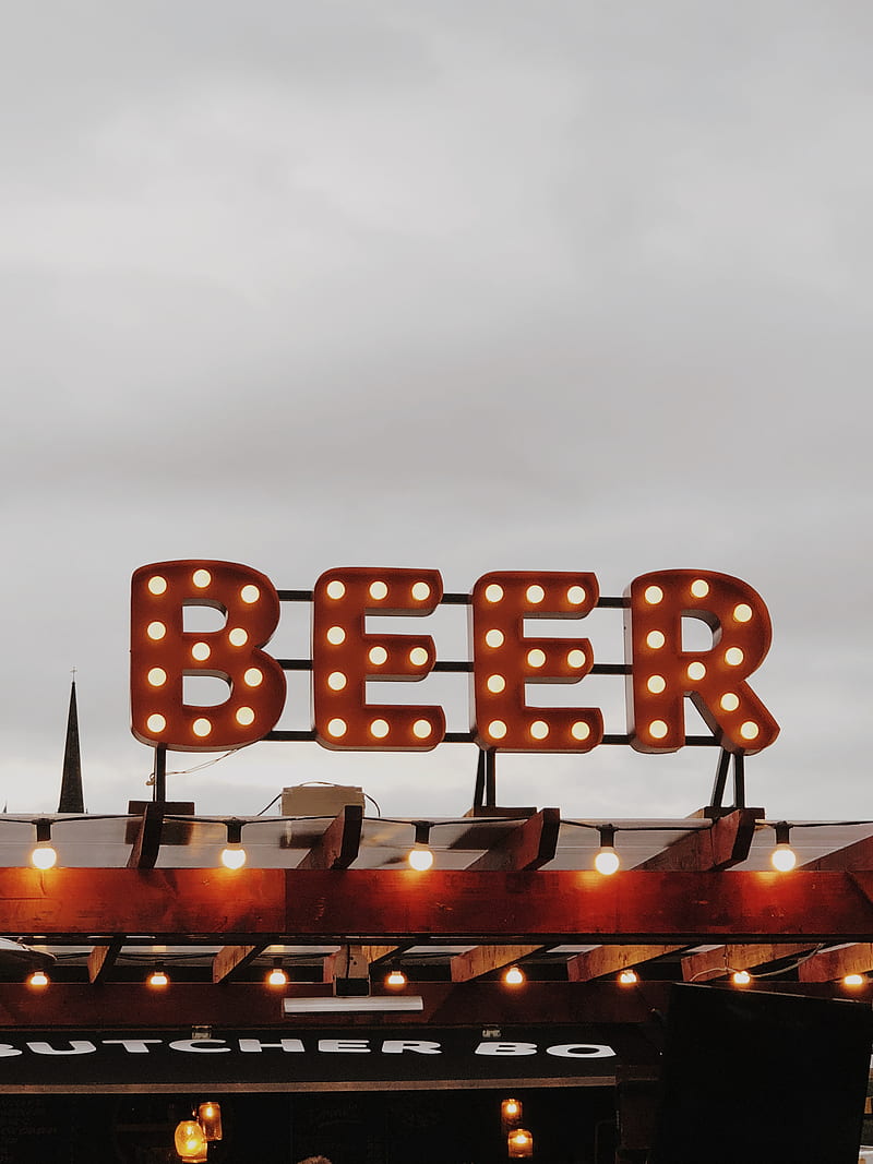 Beer LED signboard, HD phone wallpaper