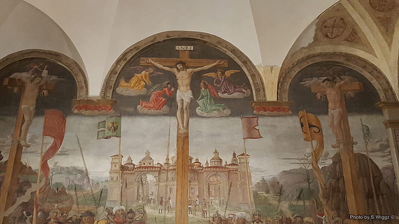 Inside of Santa Maria delle Grazie (Milan, Italy), Europe, Grazie, Milan, Italy, Maria, Painting, Crucifixion, Santa, HD wallpaper