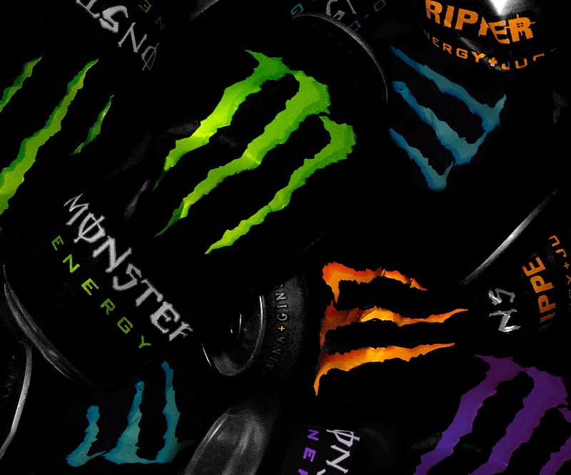 Monster Energy, energy drink, monster, neon, HD wallpaper