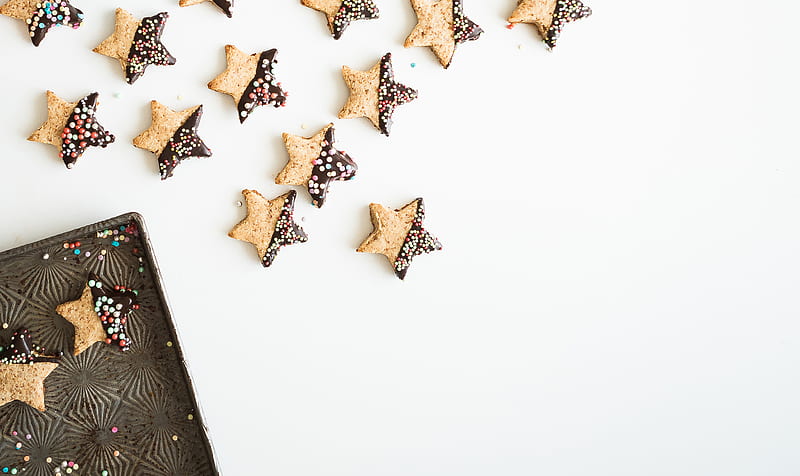 star-shape cookies with chocolate fillings, HD wallpaper