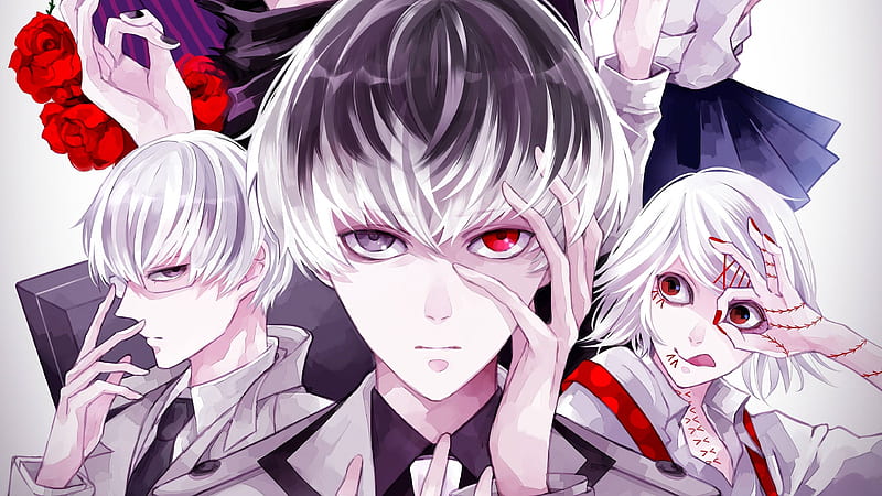 tokyo ghoul: re, haise sasaki, kishou arima, juuzou suzuya, red eye, heterochromia, Anime, HD wallpaper