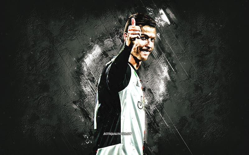 Cristiano Ronaldo, portrait, Portuguese footballer, Juventus FC, CR7, world soccer star, Ronaldo thumbs up, football, Serie A, Italy, Champions League, HD wallpaper