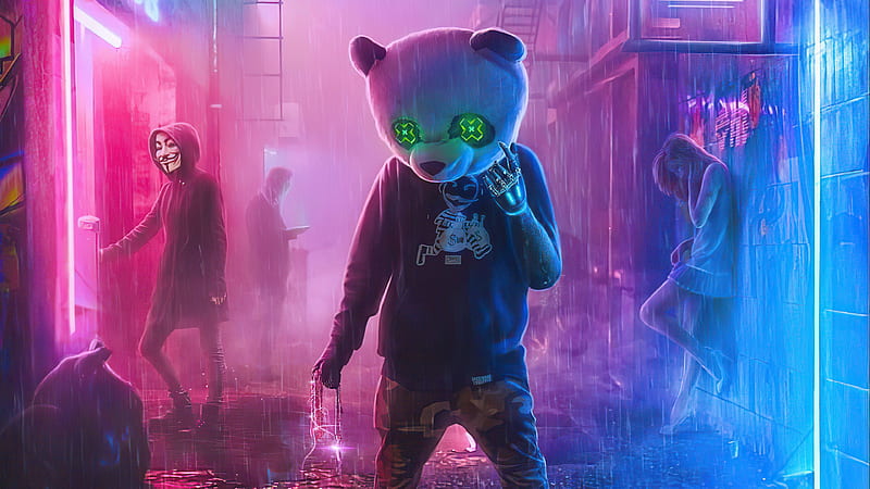 Gangster Panda , panda, scifi, cyberpunk, artist, artwork, digital-art, HD wallpaper