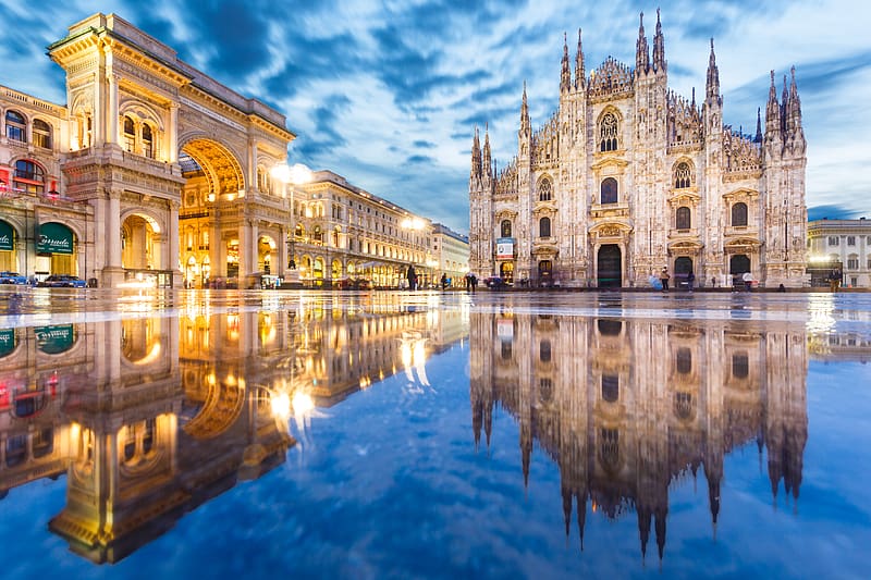 Architecture, Italy, Reflection, Monument, Cathedral, Milan, Religious, Milan Cathedral, Cathedrals, HD wallpaper