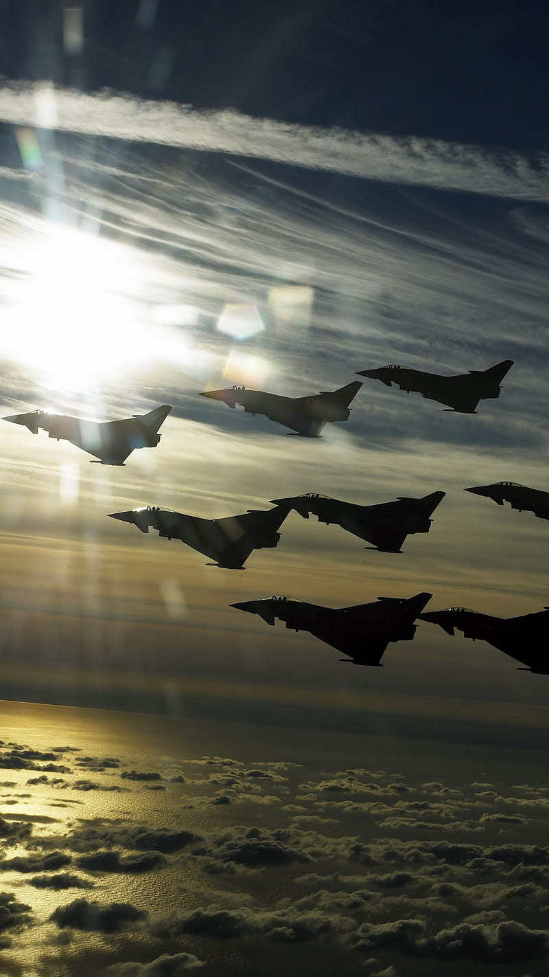 Euro Fighter , military, flight, planes, typhoon, eurofighter, fighter jet, HD phone wallpaper