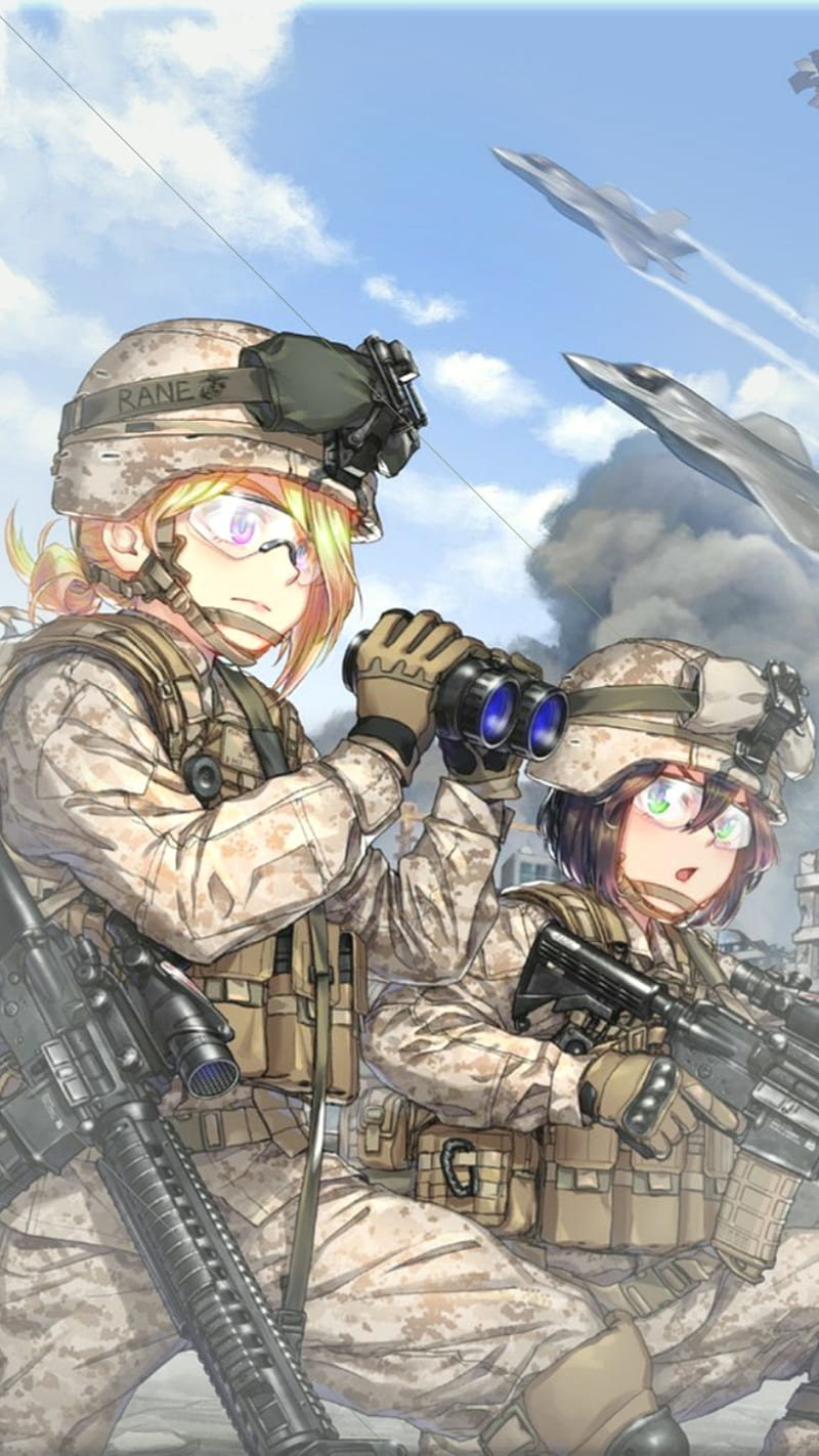 Battlefield Anime, ar, army, girls, guns, military, war, HD phone wallpaper