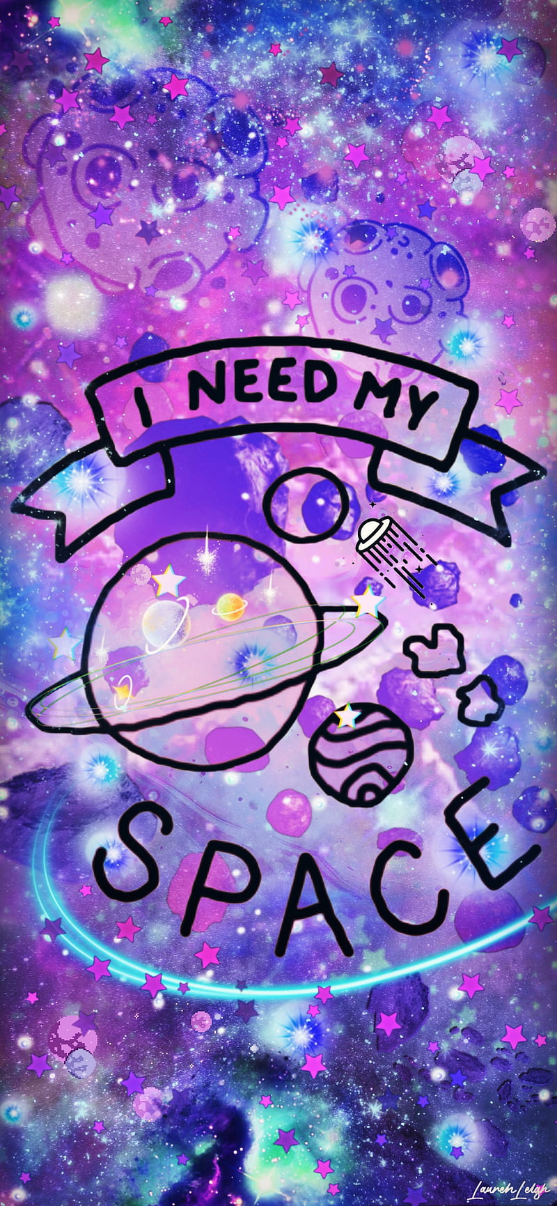 I Need My Space, colorful, cute, galaxy, girly, planets, plant, pretty, quote, quotes, space, HD phone wallpaper