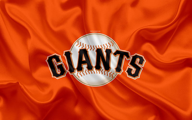 San Francisco Giants logo, silk texture, American baseball club, orange flag, emblem, MLB, San Francisco, California, USA, Major League Baseball, HD wallpaper