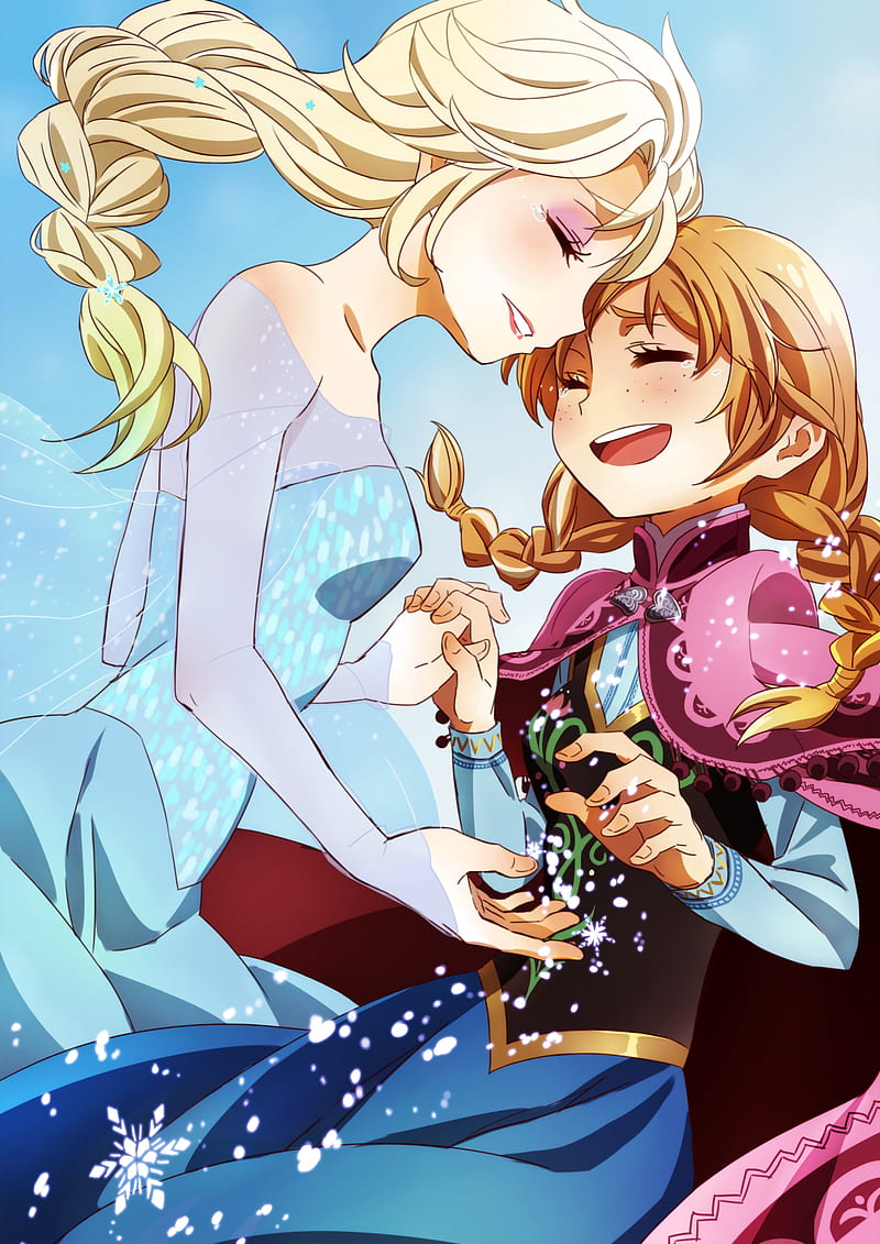 Cartoon, Frozen (movie), anime girls, anime, blonde, Elsa, Princess Anna,  HD phone wallpaper | Peakpx