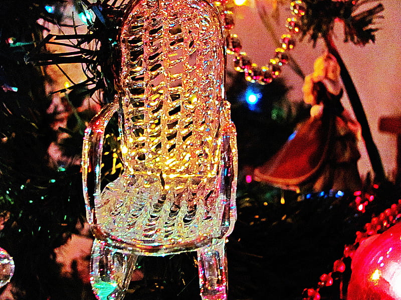 Crystal Christmas Chair, crystal chair, crystal christmas, rocking chair, HD wallpaper