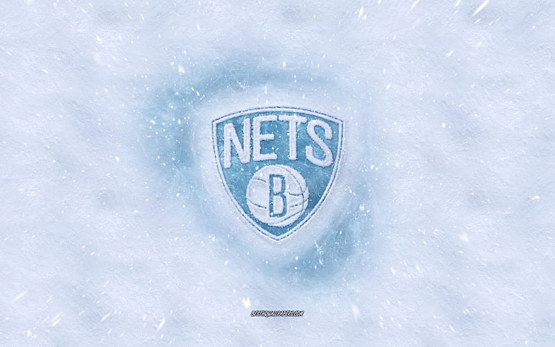 Brooklyn Nets logo, American basketball club, winter concepts, NBA, Brooklyn Nets ice logo, snow texture, Brooklyn, New York, USA, snow background, Brooklyn Nets, basketball, HD wallpaper