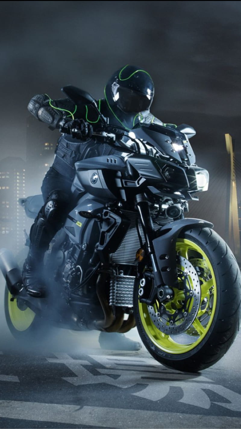 Yamaha MT 10, bike, green, motorbike, motorcycle, mt, mt 10, yamaha 10, yamaha mt10, HD phone wallpaper