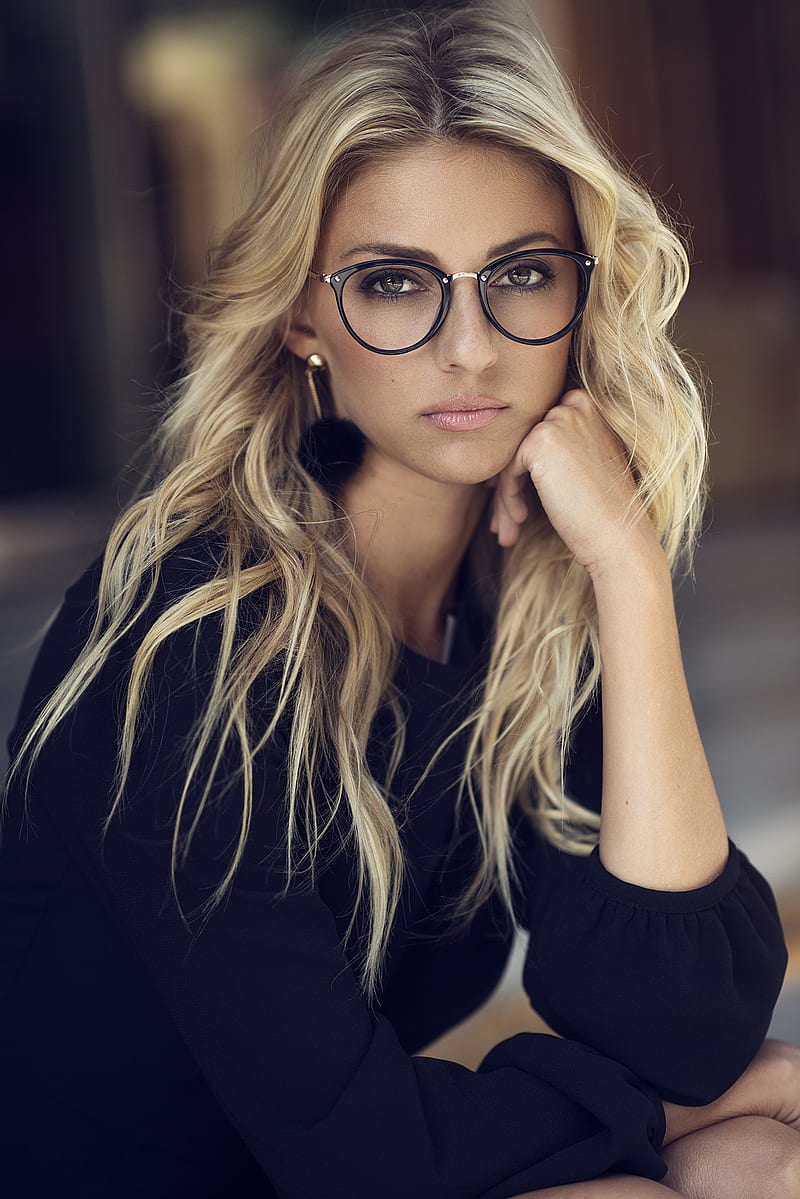 blonde, women, model, women with glasses, HD phone wallpaper