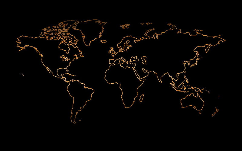 linear world map, creative, world map concept, art, world map on black background, world maps, HD wallpaper