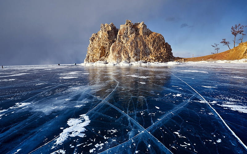 Russia Winter At Lake Baikal, Russia, Baikal, Lake, Lakes, Frozen, Ice, Nature, Winter, HD wallpaper