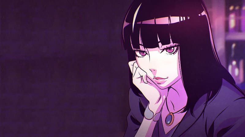 Anime, Necklace, Black Hair, Purple Eyes, Death Parade, Chiyuki (Death Parade), HD wallpaper