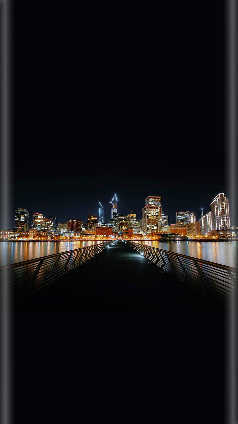 City, background, black, colorful, light, night, s7, s7 edge, HD phone wallpaper