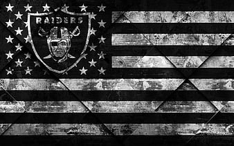 Oakland Raiders American football club, grunge art, grunge texture, American flag, NFL, Oakland, California, USA, National Football League, USA flag, American football, HD wallpaper