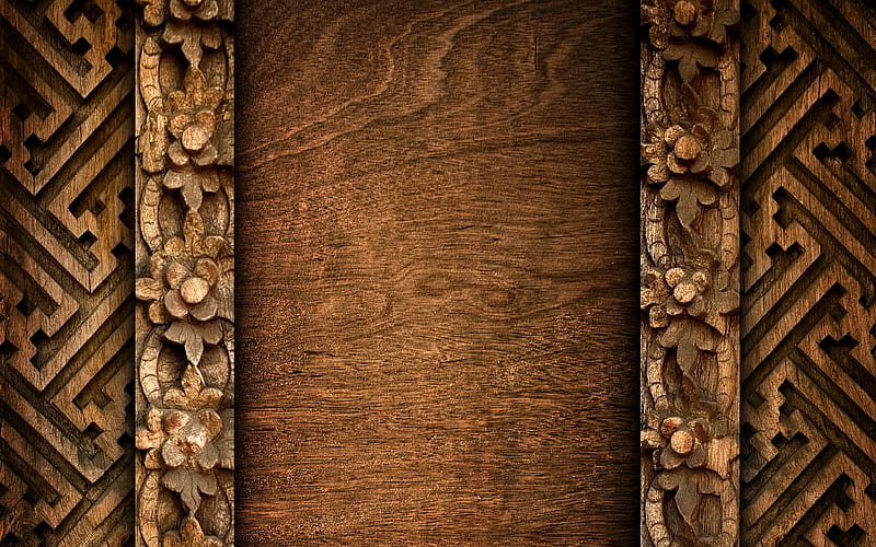 Warm brown herringbone pattern wood wallpaper  TenStickers