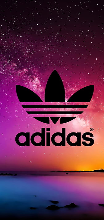 Purple lit adidas, brands, galaxy, logos, neon, HD phone wallpaper