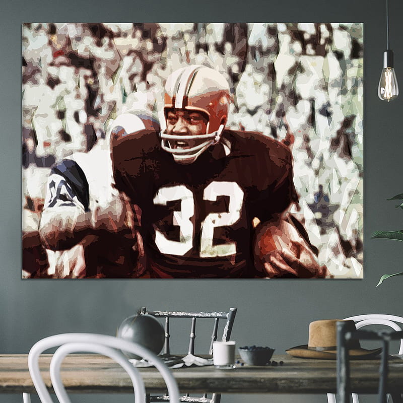 Jim Brown Art Cleveland Browns NFL Canvas Wall Art Home Decor 