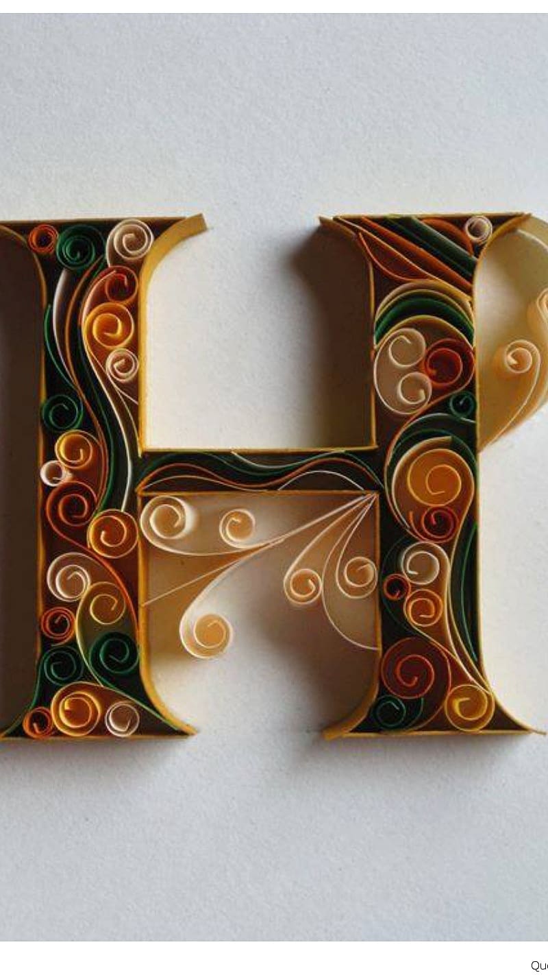 H Letter In Quilling Design, h letter, alphabet, craft work, quilling design, HD phone wallpaper