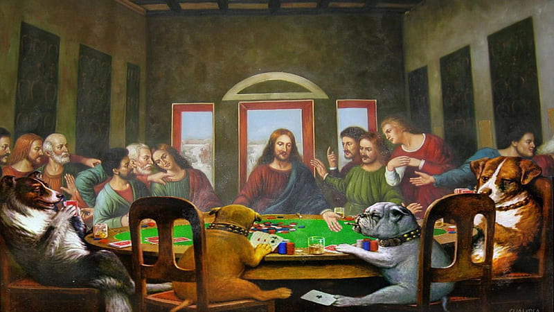 Last Supper/Poker Dogs, funny, entertainment, people, HD wallpaper
