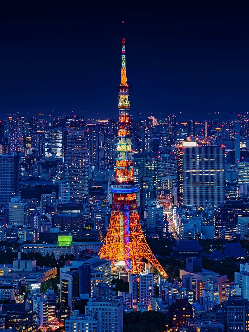 Cities, Night, City, Japan, Tokyo, , Tokyo Tower, HD phone wallpaper