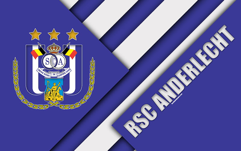 RSC Anderlecht Belgian football club, purple abstraction, Anderlecht logo, material design, Anderlecht, Belgium, football, Jupiler Pro League, HD wallpaper