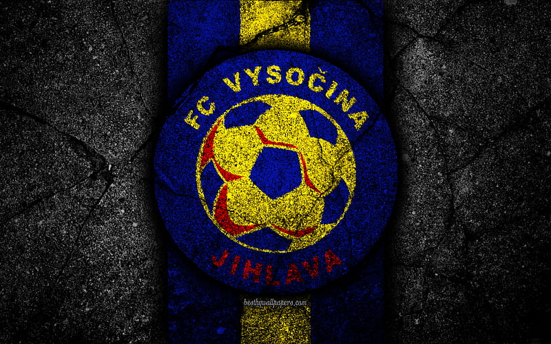 Vysocina Jihlava FC, emblem, football, Czech football club, black stone, 1 Liga, Vysocina Jihlava, Czech Republic, Czech First League, soccer, FC Vysocina Jihlava, HD wallpaper