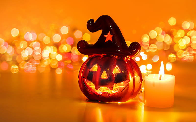 Happy Halloween, candle, night, pumpkin, creative, Halloween Party, HD wallpaper